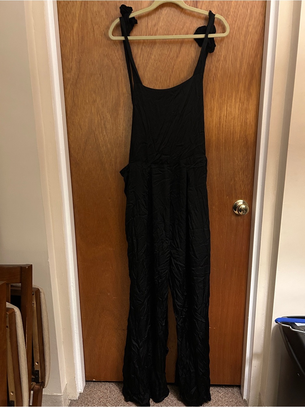 Selkie Black Tie-Shoulder Wide-Leg Jumpsuit
